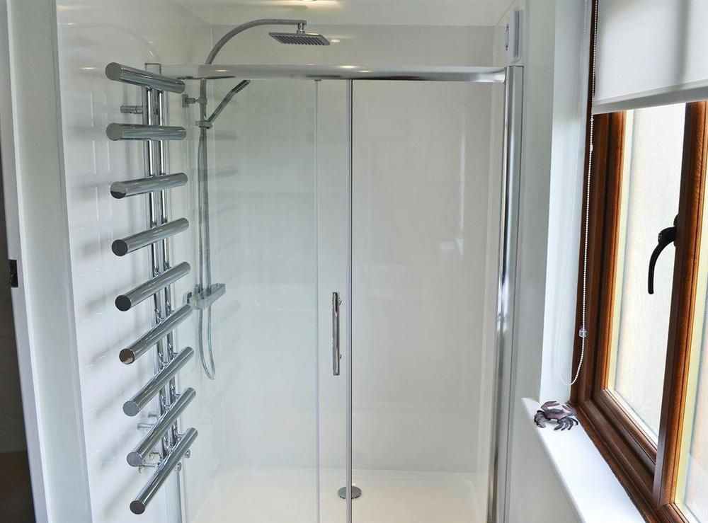 Modern style bathroom with shower cubicle (photo 2) at Dover Row Cottage in Zelah, near Perranporth, Cornwall
