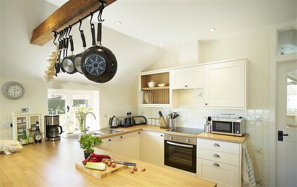 Modern, open plan fully fitted kitchen at Downclose Piggeries, North Perrott