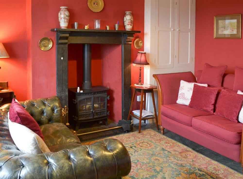 Elegant living room at Downhouse Cottage in Delabole, near Tintagel, Cornwall