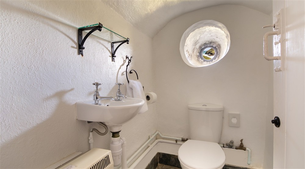 The separate toilet at Doyden Castle in Port Quin, Cornwall