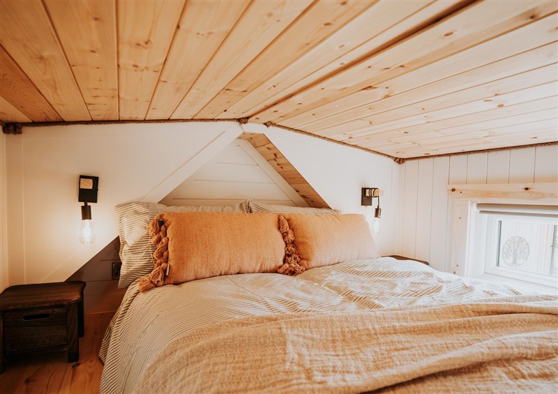 A bedroom in Driftwood at Driftwood, Carreglefn near Llanfechell