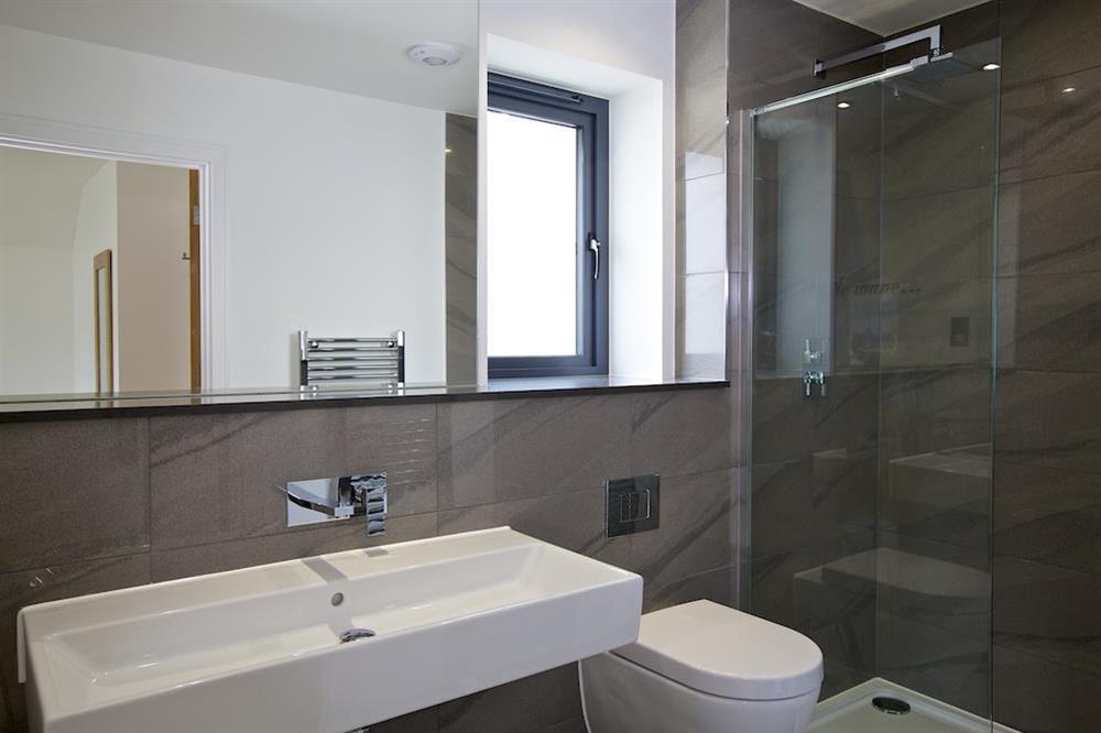 En suite shower room adjacent to master suite at Driftwood in , Salcombe