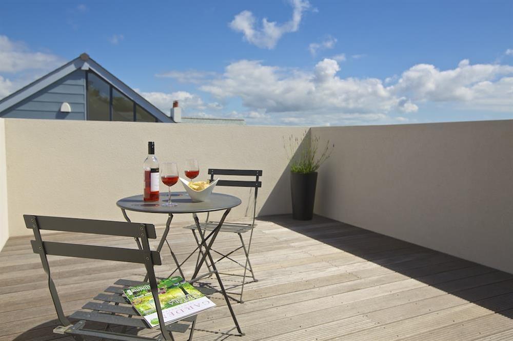 First floor terrace with views over the town towards South Pool Creek at Driftwood in , Salcombe