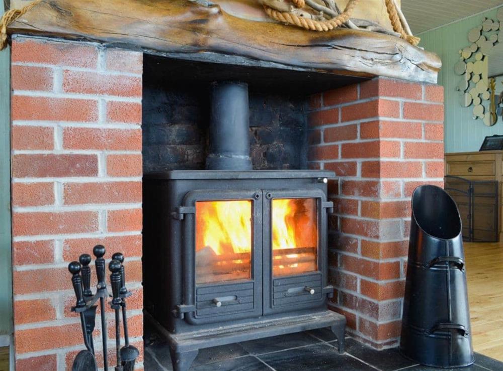 Multi-fuel burner in living room at Driftwood in Southerness, Dumfries, Dumfriesshire