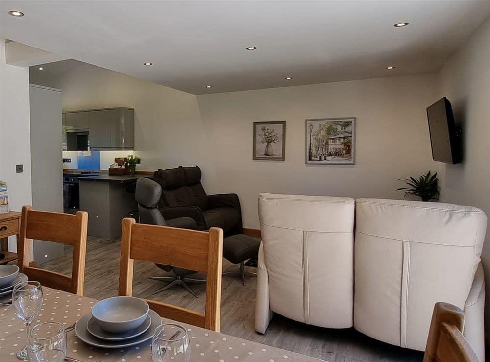 Open plan living space at Dronefield Lodge in Somerton, Somerset