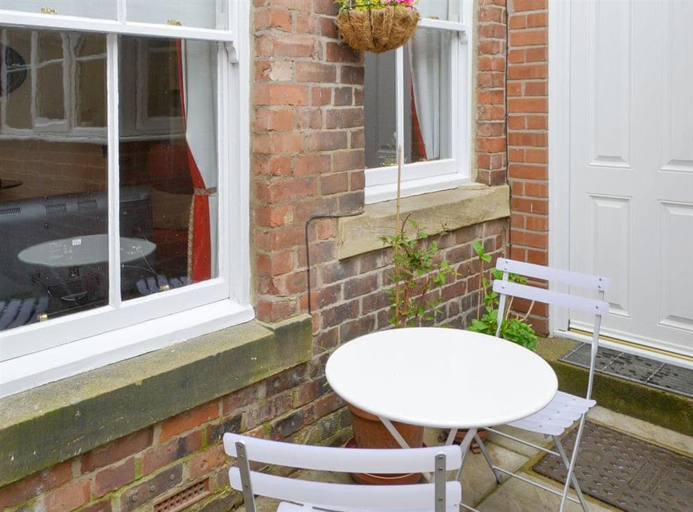 Rear courtyard with outdoor furniture at Drovers in Morpeth, Northumberland
