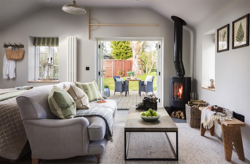 The cosy sitting area with wood burning stove