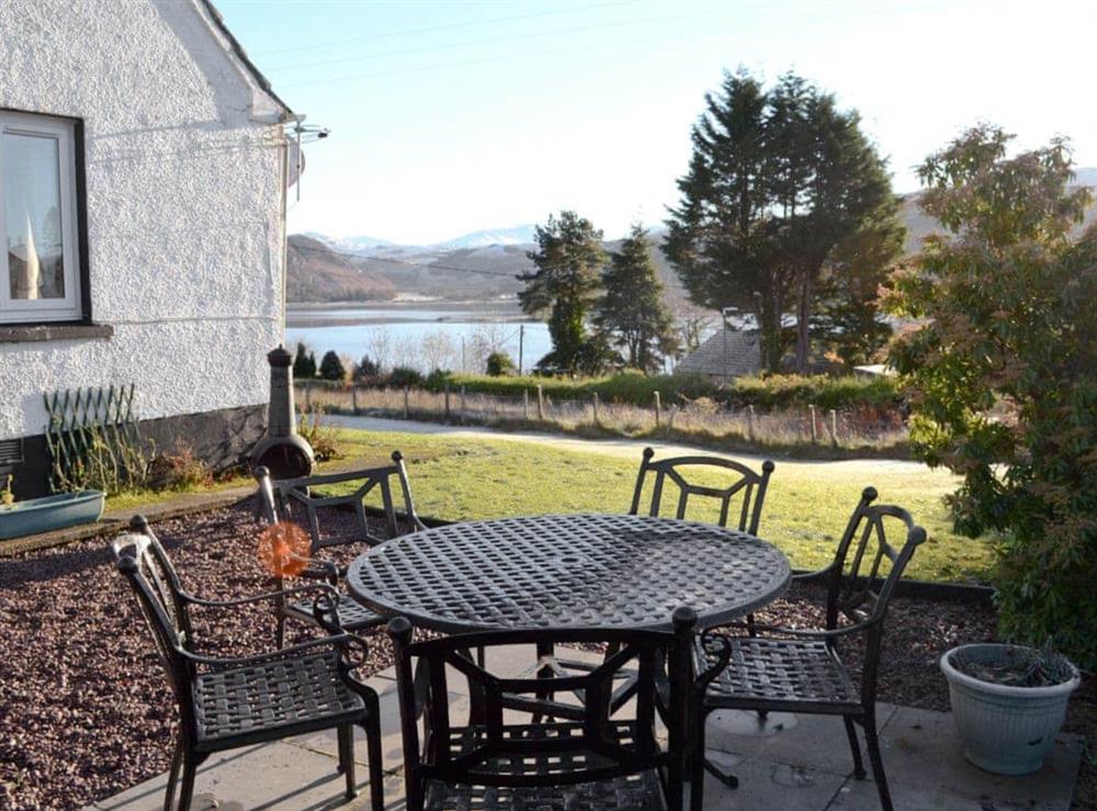 Sitting out area with lovely views at Druim-Nan-Deur in Lochcarron, Ross-Shire