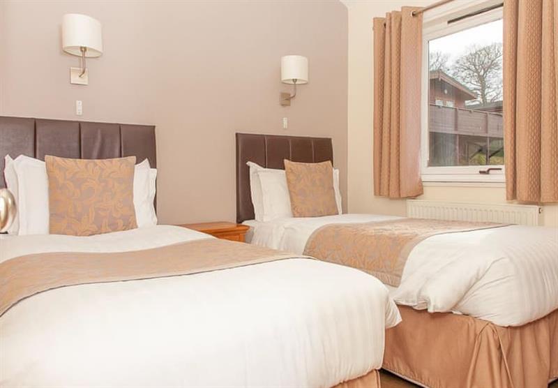 Twin bedrooms at the Lodge 2 Premier at Drummhor Holiday Park in Musselburgh, East Lothian