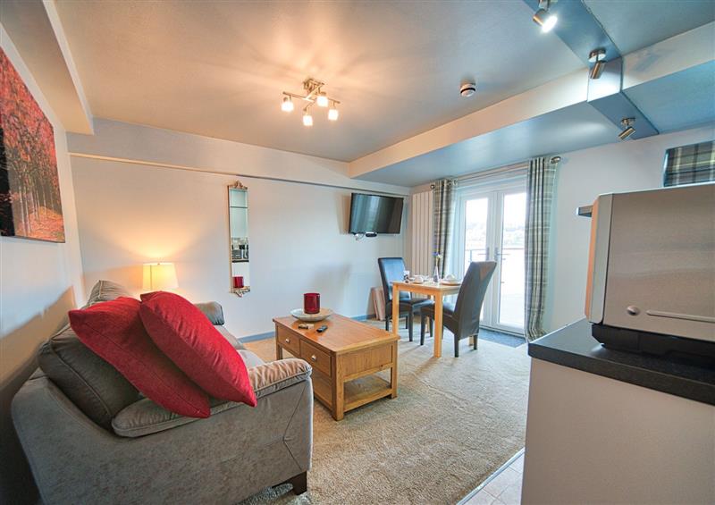 Relax in the living area at Drysgol Lakeside Apartment, Bala