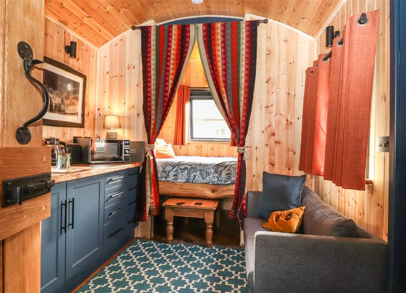 Relax in the living area at Dunfell Shepherds Hut, Appleby-In-Westmorland