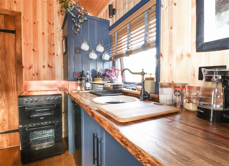 This is the kitchen at Dunfell Shepherds Hut, Appleby-In-Westmorland