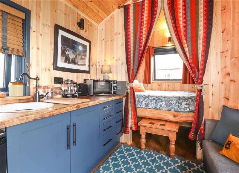 This is the living room at Dunfell Shepherds Hut, Appleby-In-Westmorland