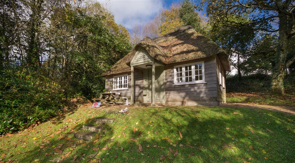 The exterior of Durgan Wood Cottage, Cornwall at Durgan Beach Cottage in Falmouth, Cornwall