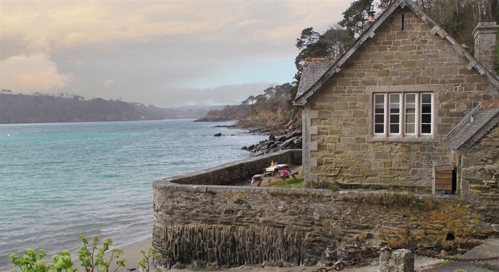 The exterior of The Old School House, Durgan, Falmouth, Cornwall at Durgan Beach Cottage in Falmouth, Cornwall