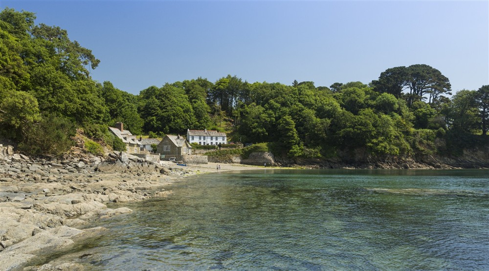 A view of the beach by Durgan Old School House from the Helford River estuary, Cornwall at Durgan Old School House in Falmouth, Cornwall