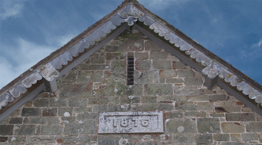 The date stone of Durgan Old School House, Cornwall at Durgan Old School House in Falmouth, Cornwall