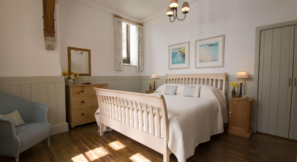 The double bedroom at Durgan Old School House in Falmouth, Cornwall