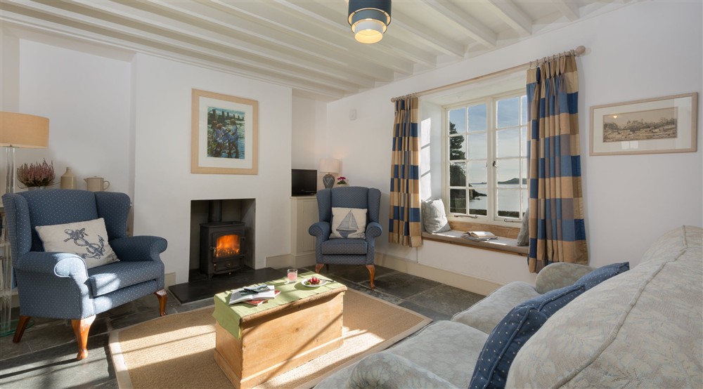 The sitting room at Durgan Wood Cottage in Falmouth, Cornwall