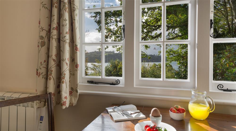 The view from the living area at Durgan Wood Cottage in Falmouth, Cornwall