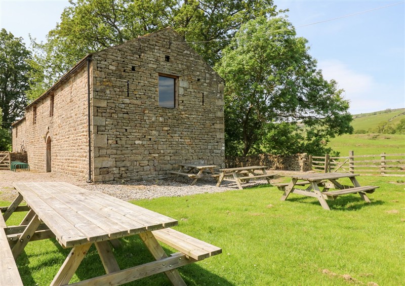This is the garden at East Barn Bunkhouse, Reeth