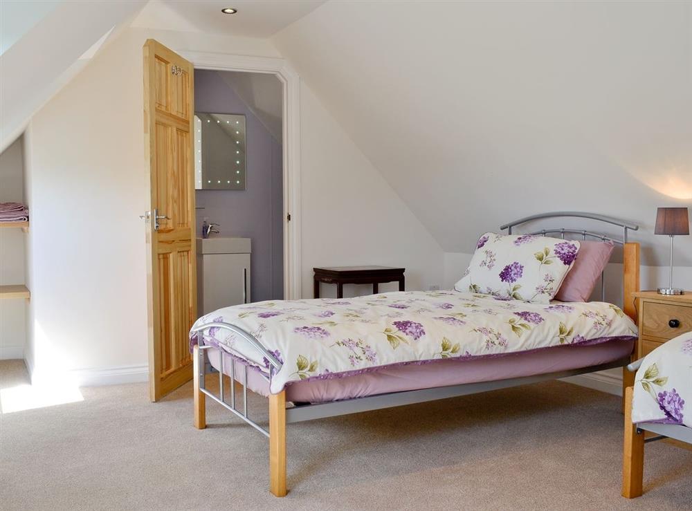 Twin bedroom at East Hillerton Lodge in Spreyton, near Okehampton, Devon