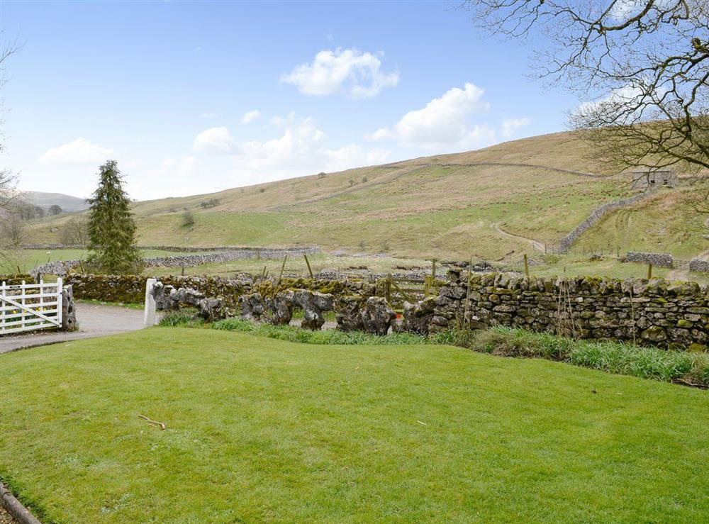 Garden & view at East House Farm in Beckermonds, near Kettlewell, Yorkshire, North Yorkshire