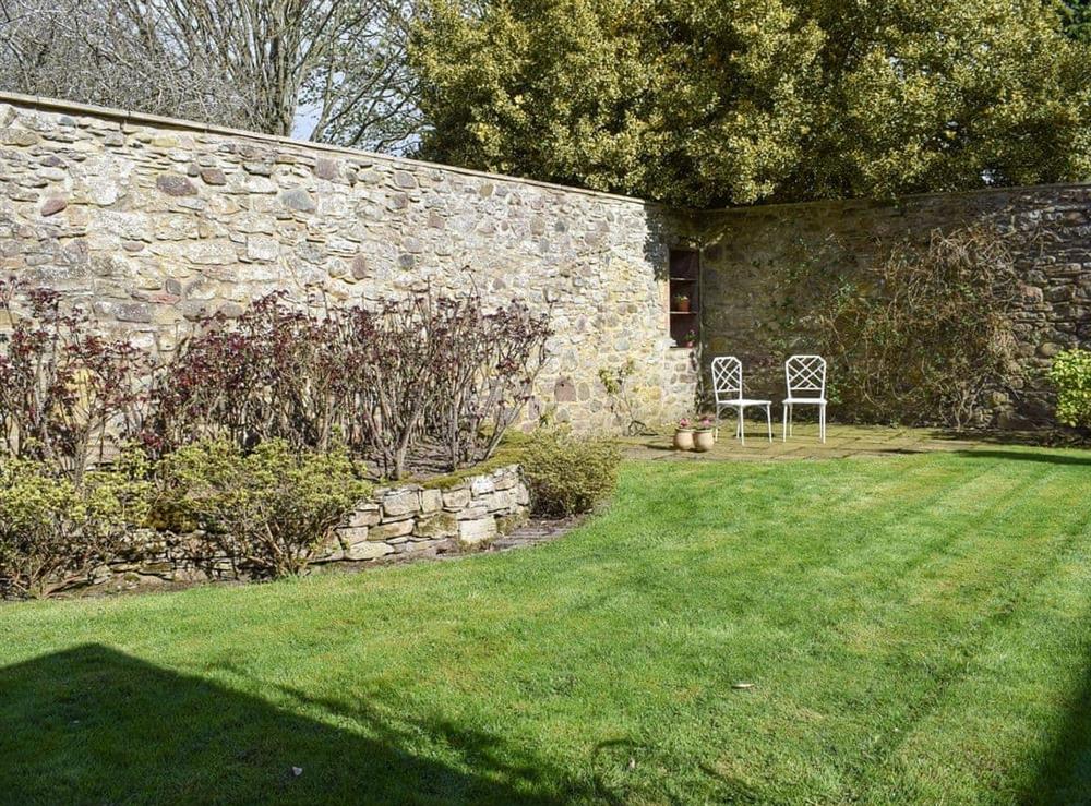 Lovely lawned garden with secluded seating area at Easter Baldinnies in Dunning, near Perth, Perthshire