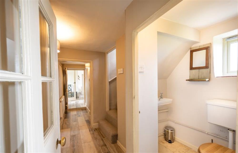 Ground floor: Hallway and cloakroom at Eastgate Cottage and Hideaway, Salthouse near Holt