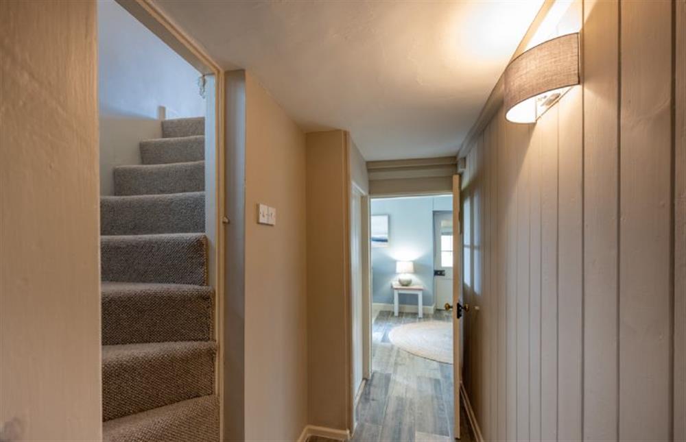 Ground floor: Steep stairs lead to the first floor at Eastgate Cottage and Hideaway, Salthouse near Holt