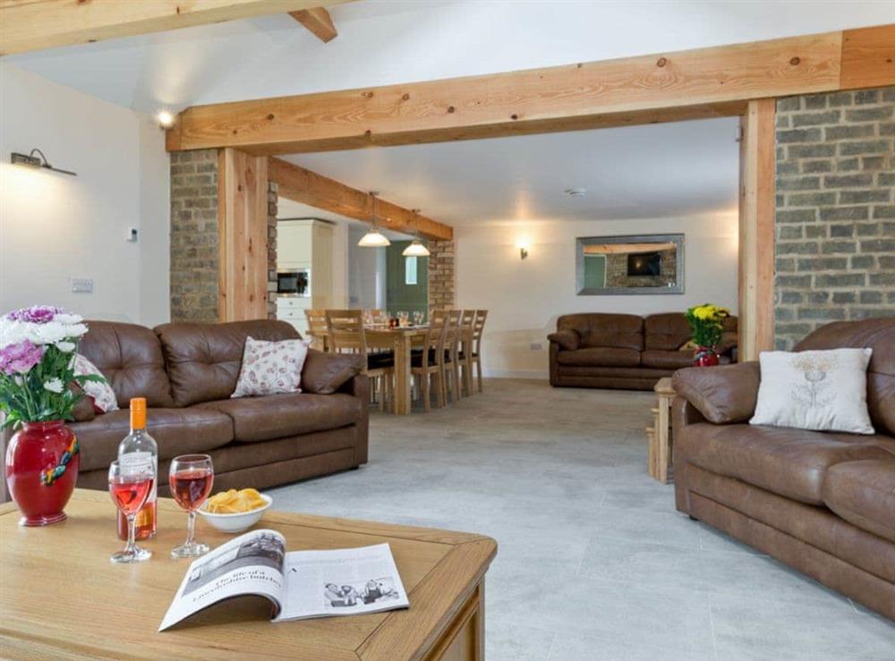 Open plan living/dining room/kitchen at Eastlands Barn in East Barkwith, near Market Rasen, Lincolnshire