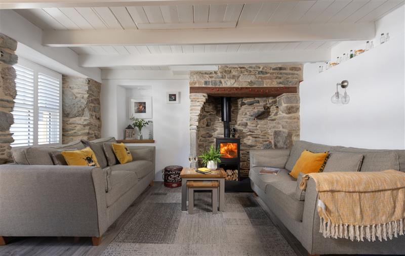 The living area at Eastleigh Cottage, Cornwall