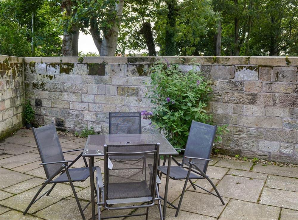 Private patio area at Ebbe Retreat in Beadnell, Northumberland