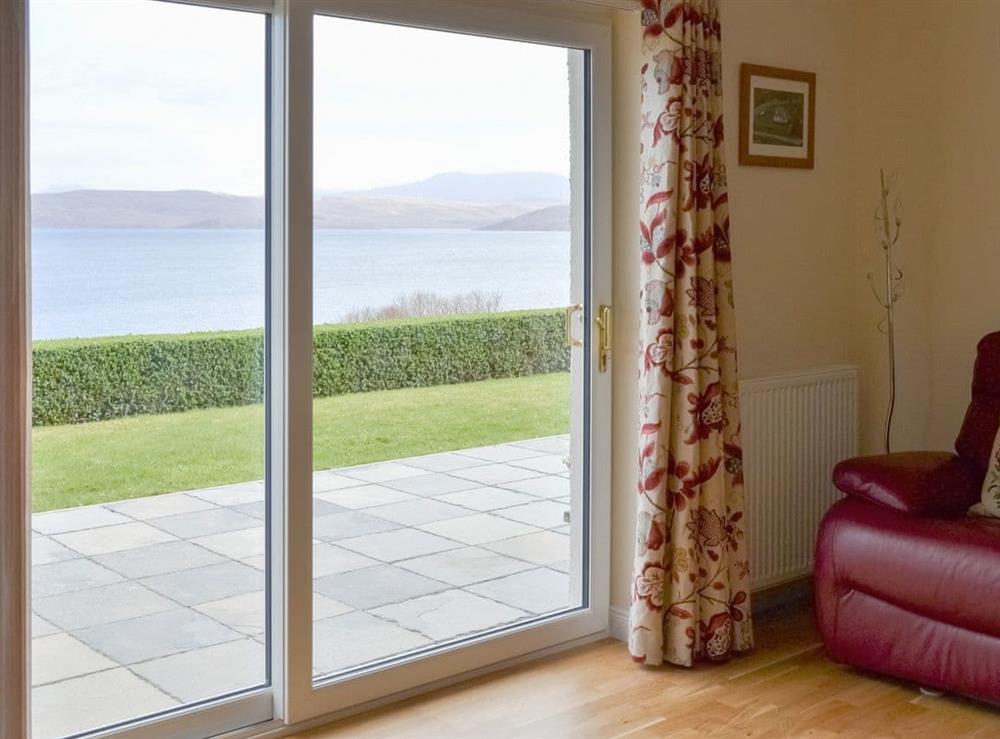 Lovely view from the living room through the patio doors at Eilean View (Island View) in Inverasdale by Poolewe, Ross-Shire