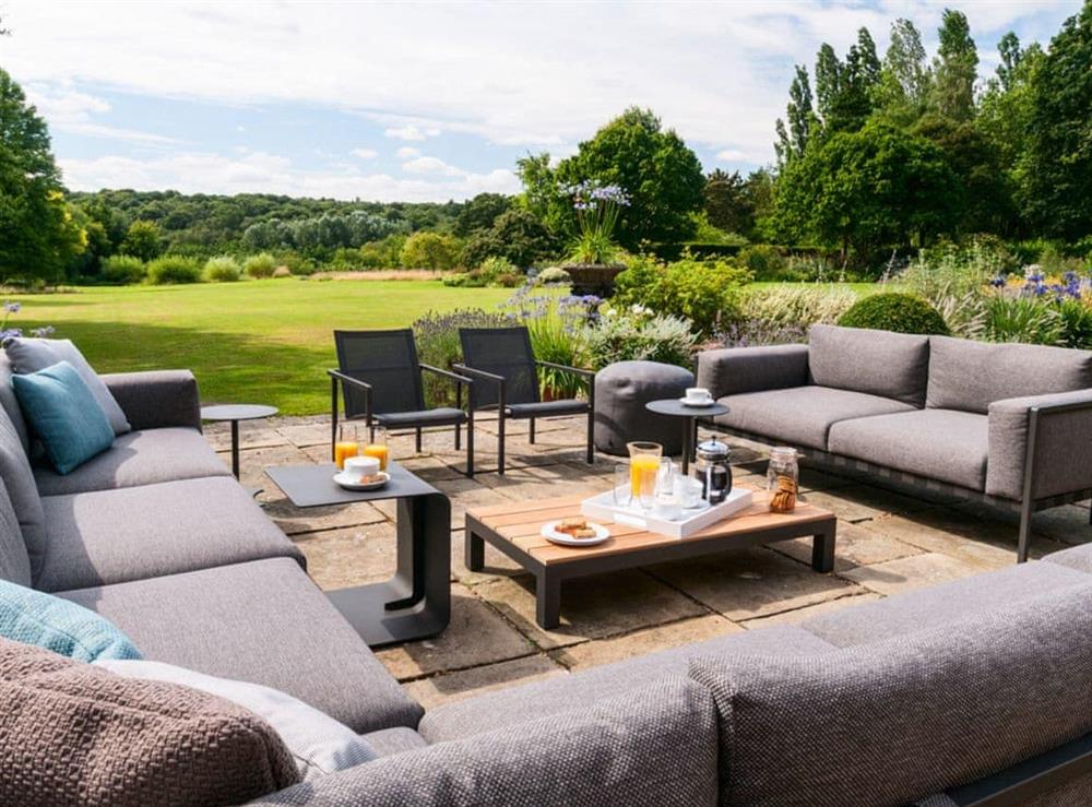 Luxurious patio seating at Eldred House in Layer-de-la-Haye, near Colchester, Essex