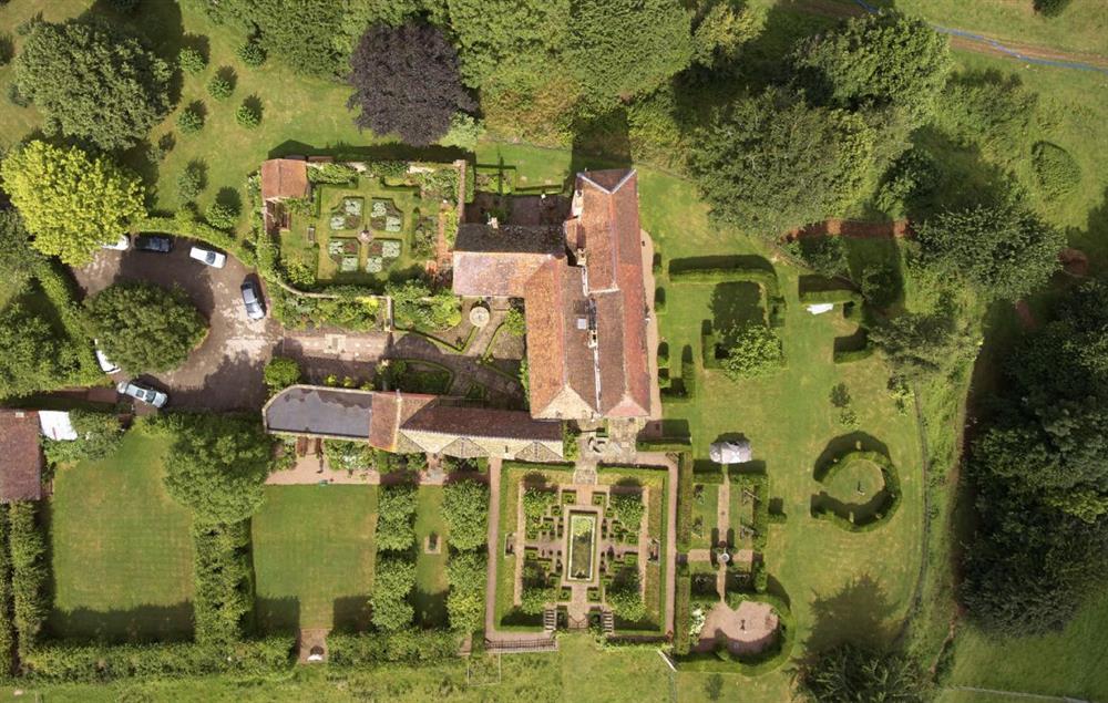 An aerial view of Pauntley Court including Elinor Fettiplace