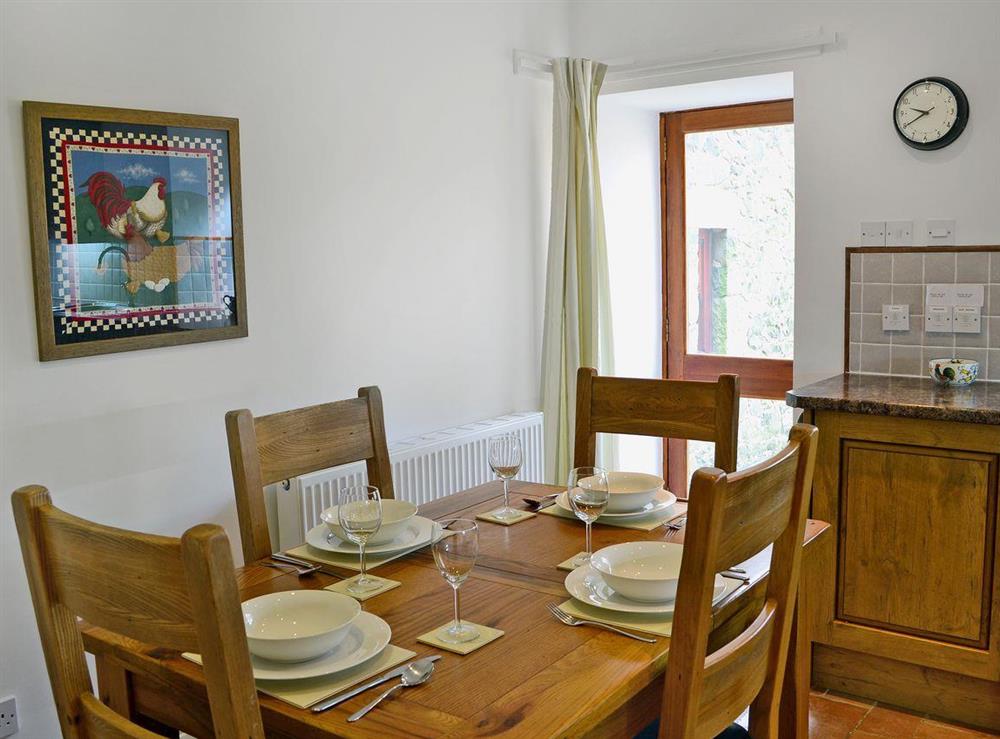 Dining area in well equipped kitchen at Elm Cottage in Crawfordjohn, Nr Biggar, S. Lanarkshire., Great Britain