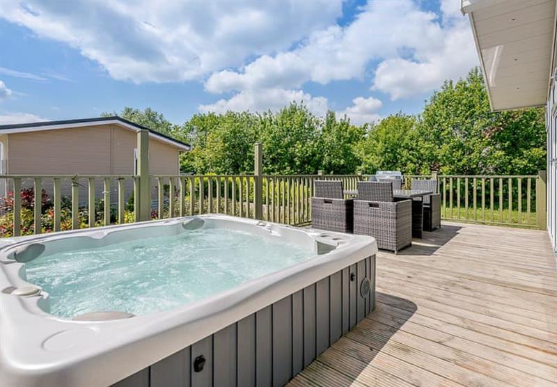 The hot tub in the Tuscany 4 (A1) at Elm Farm Country Park in Thorpe-Le-Soken, Essex