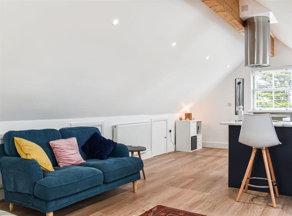 Living area at Elmington Studio in Bossiney, near Tintagel, Cornwall