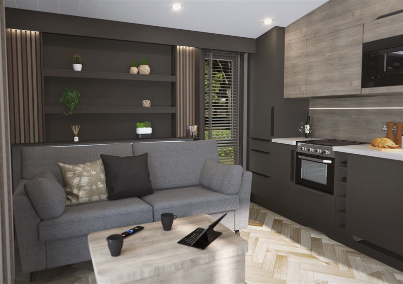The living area at Elter Luxury Pod, Keswick