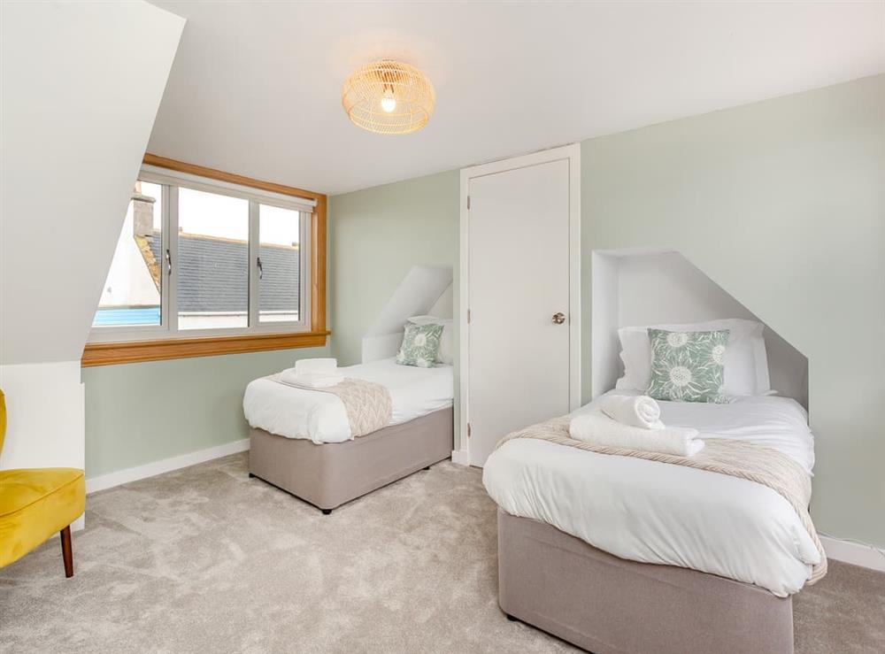 Twin bedroom at Emerald Cottage in Burghead, Morayshire
