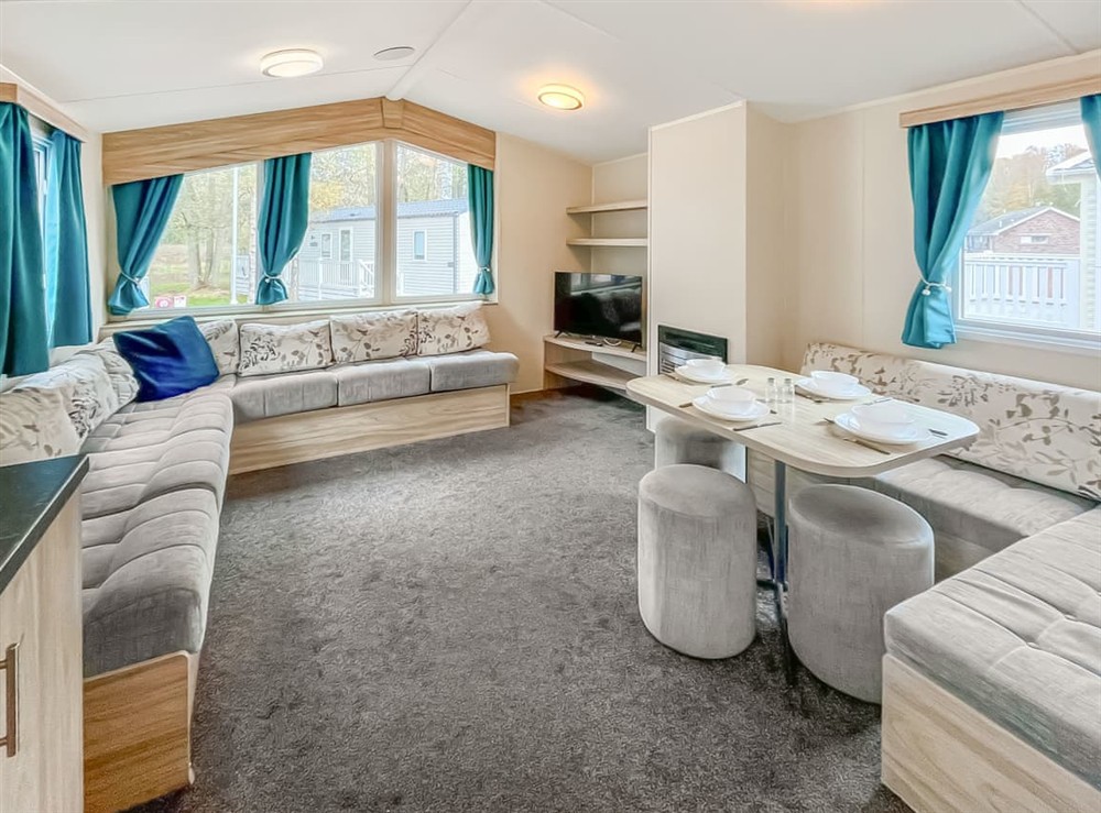 Open plan living space at Eskside Lodge in Brechin, Aberdeenshire