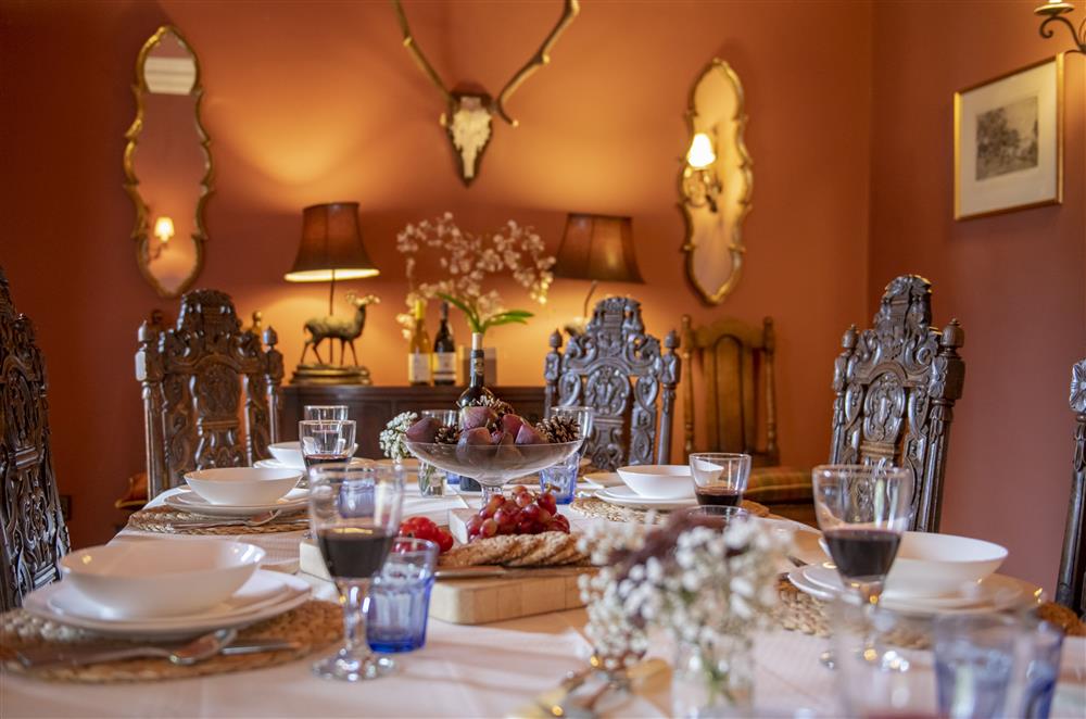 The elegant dining room  at Eslington East Wing, Alnwick