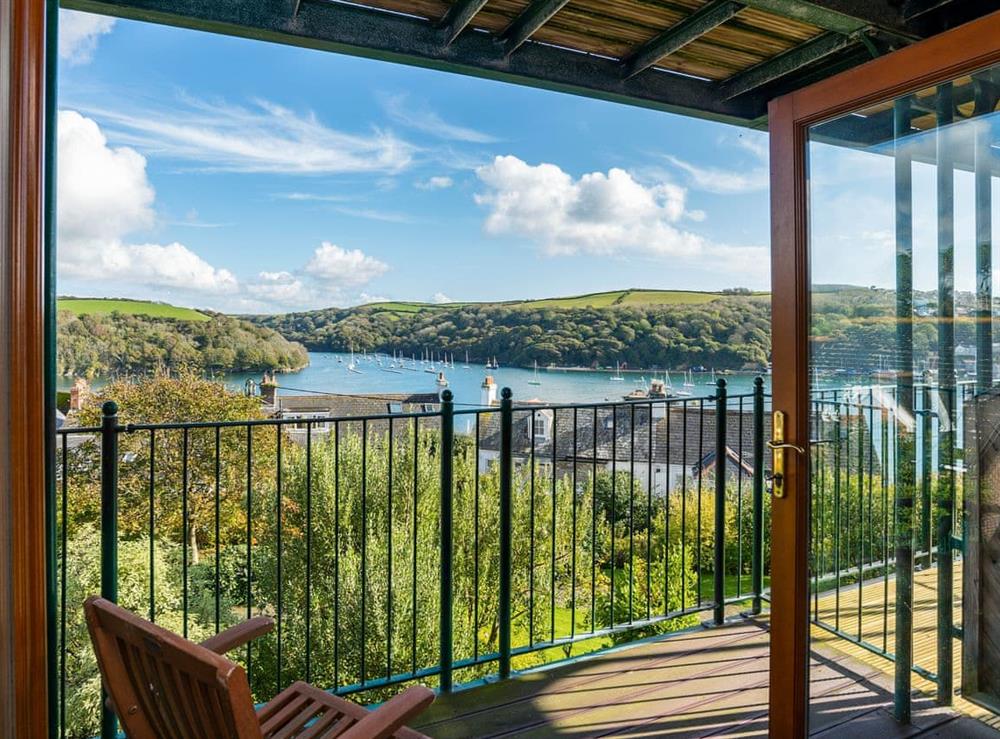 Inviting balcony from double bedroom at Estuary Heights in Fowey, Cornwall