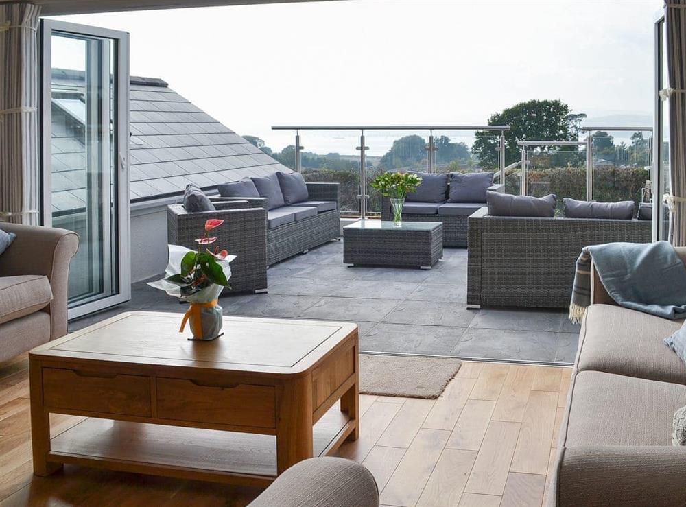 Sunny terrace straight rfom the living area at Estuary View in Exmouth, Devon