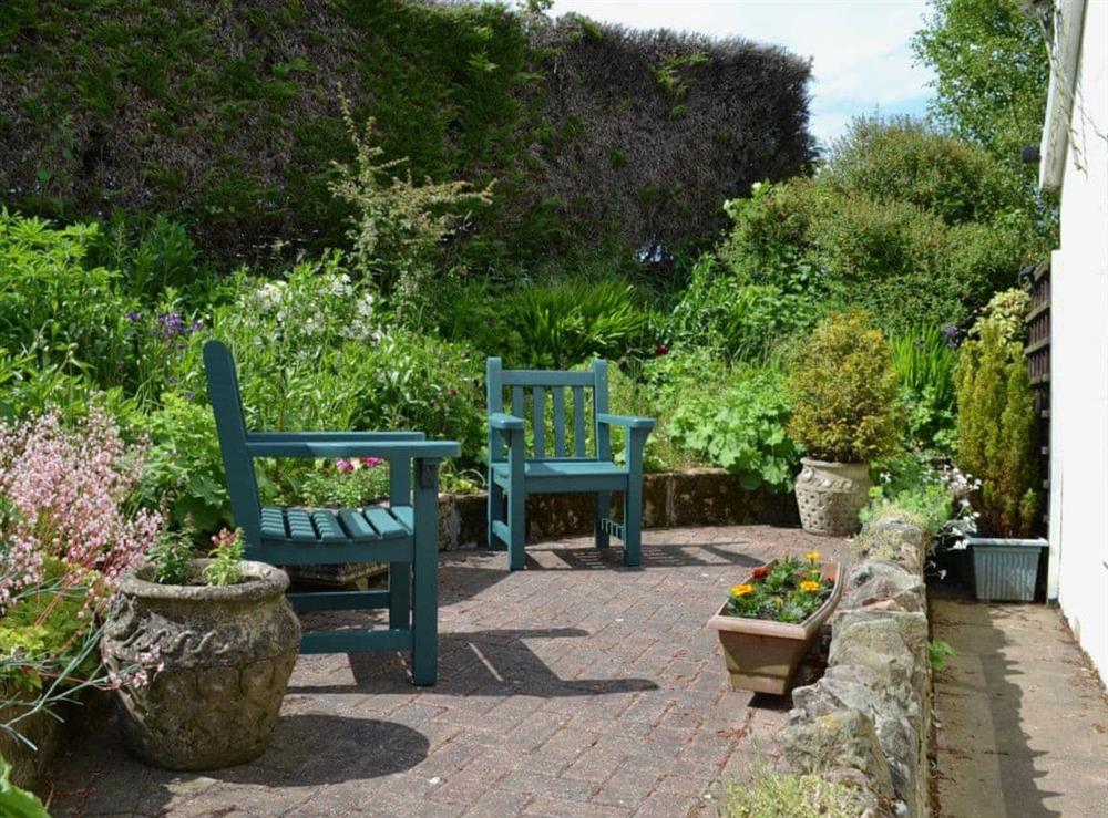 The sitting out area is well planted at Etive Cottage in Warenford, near Belford, Northumberland