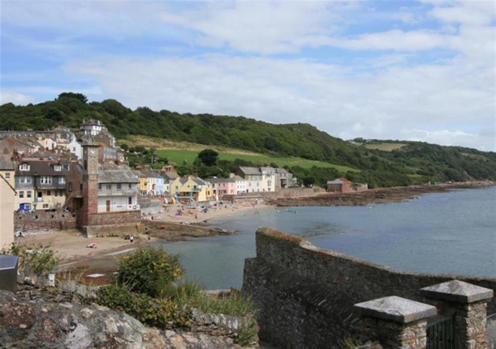 Kingsand clock tower and beach at Eventide in Cawsand