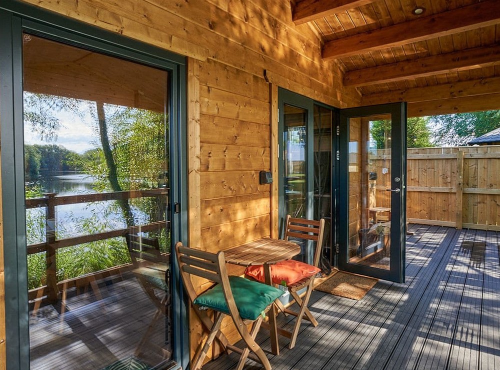 Terrace at Evergreen Lodge at Kingfisher Lakes in Brandesburton, North Humberside