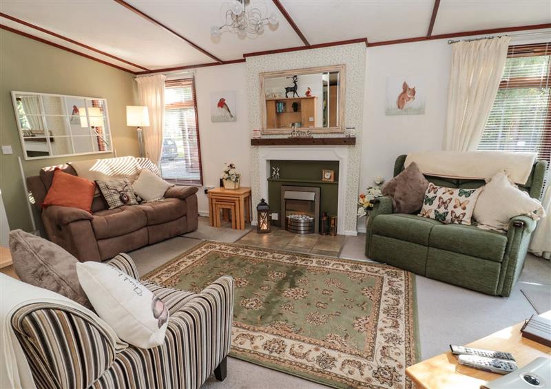 The living room at Evergreen Lodge, Felmoor Holiday Park near Felton