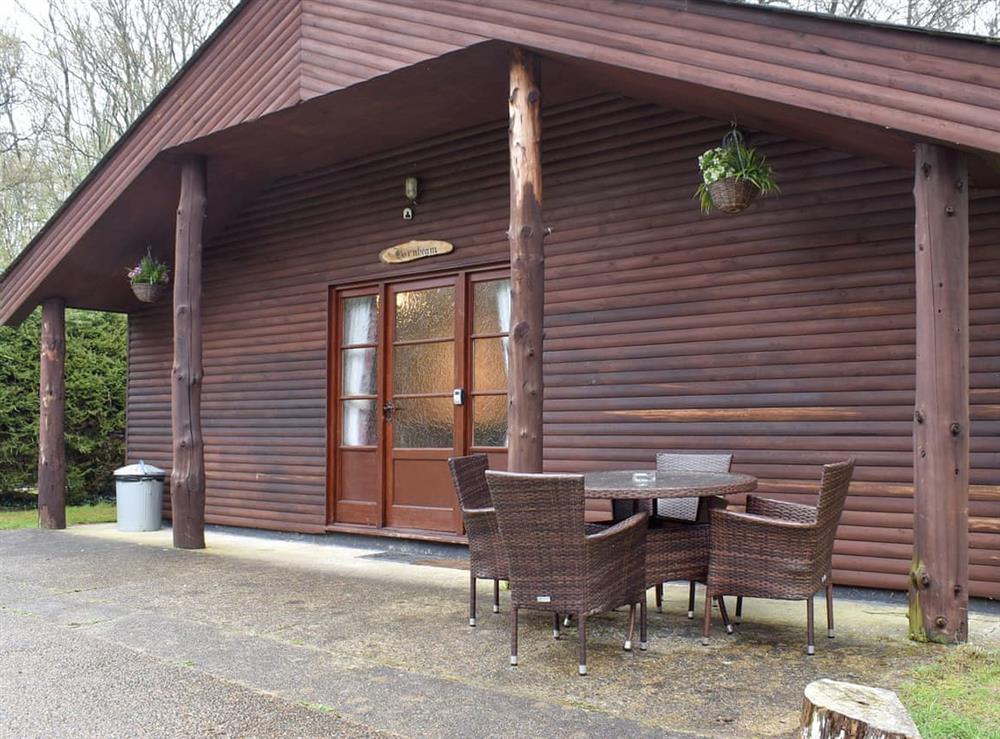 Patio area with outdoor furniture at Hornbeam Lodge, 
